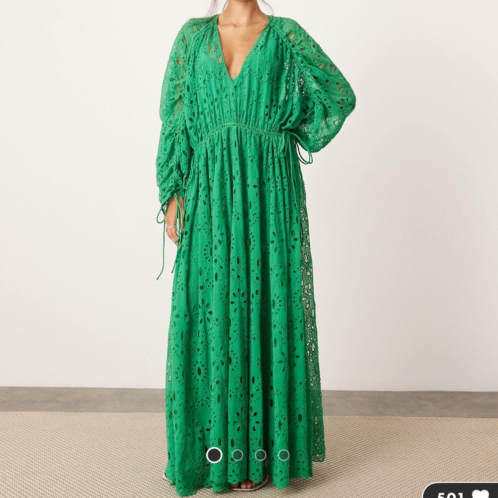 NEW - ASOS DESIGN eyelet gathered waist maxi dress